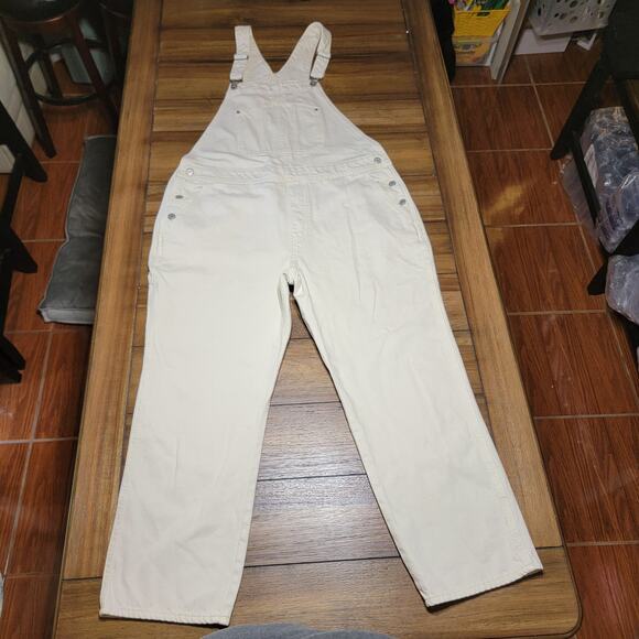 Old Navy Khaki Denim Jeans Overalls  - Size 16 NWT - Picture 1 of 7
